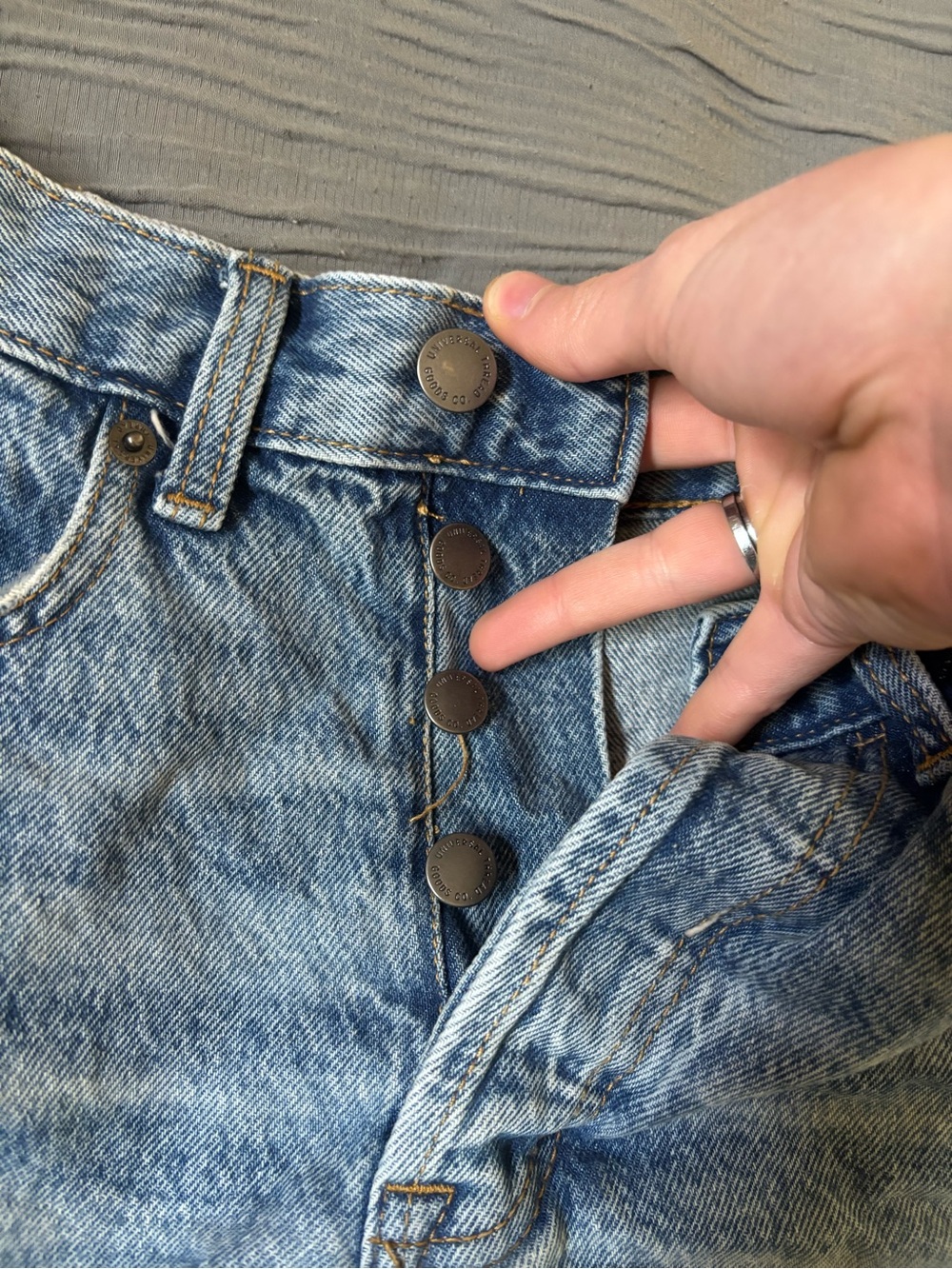Universal Thread Light Blue Denim Jean Shorts with Raw Hem - Picture 3 of 6